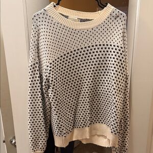 Elegant Cream and Black Women's Crew Neck Sweater